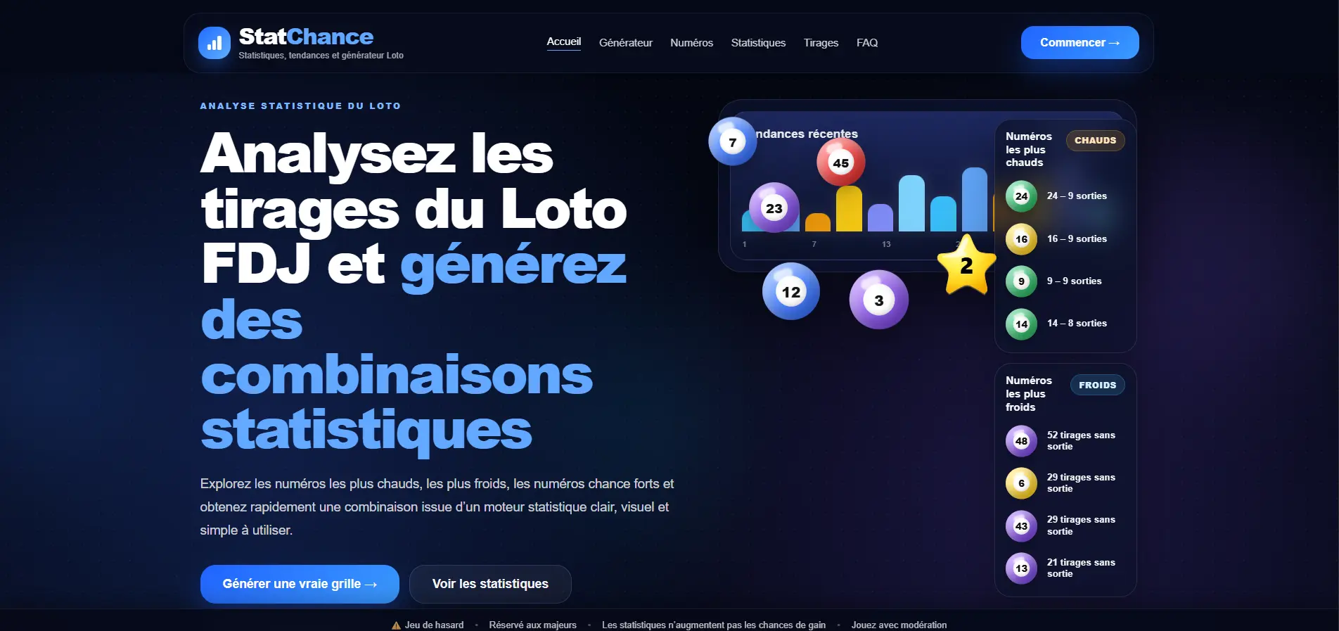 Aperçu de l'application web StatChance